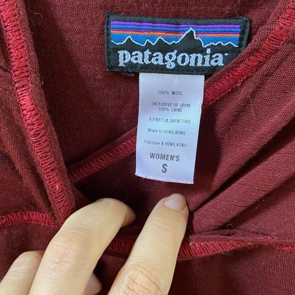 Patagonia Wool Layering Pullover Hoodie in Maroon S - Picture 8 of 11